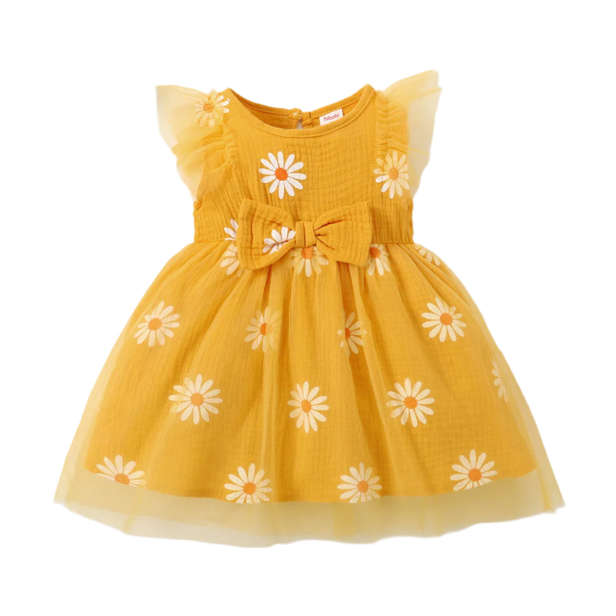 Cute summer dress for baby girls with cheerful daisy pattern