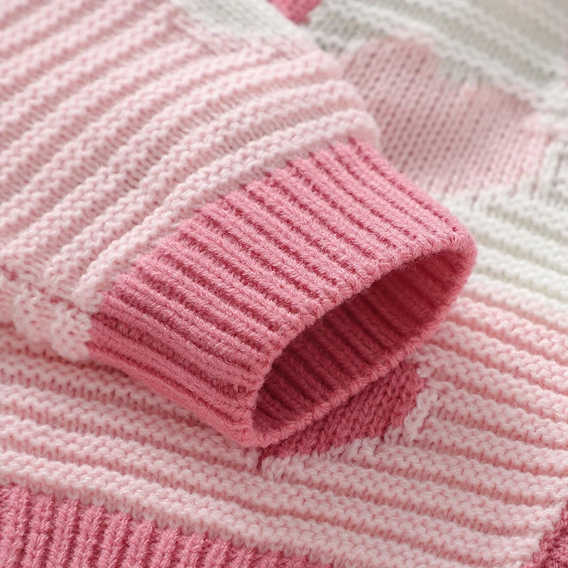 Baby girls knitted cardigan with pink and white love hearts