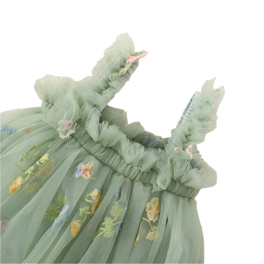 Green princess tutu dress for baby girls – ideal for photo shoots and celebrations