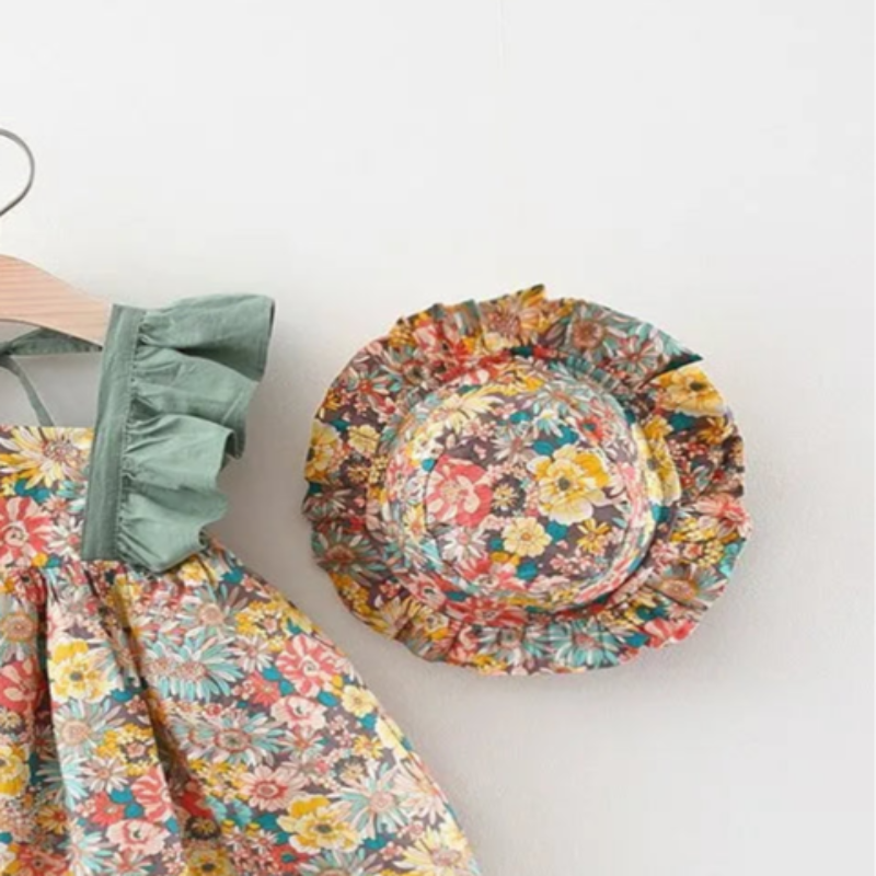 Comfortable and stylish baby girl summer dress set with hat