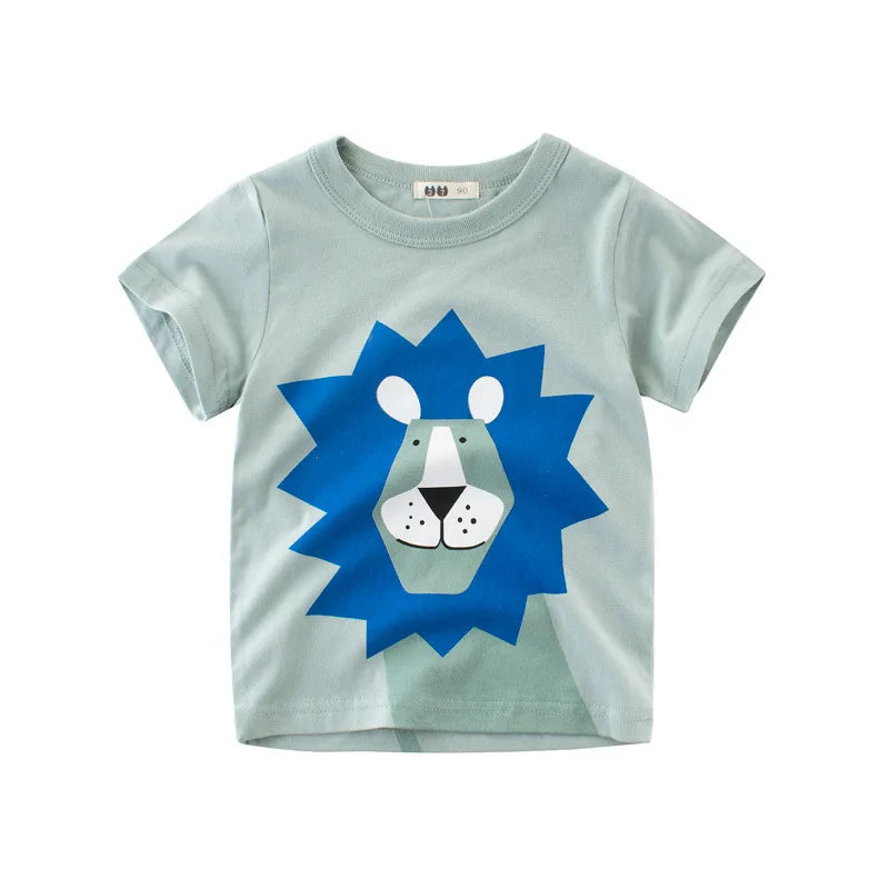 Blue lion t-shirt – soft cotton kids tee with vibrant lion graphic