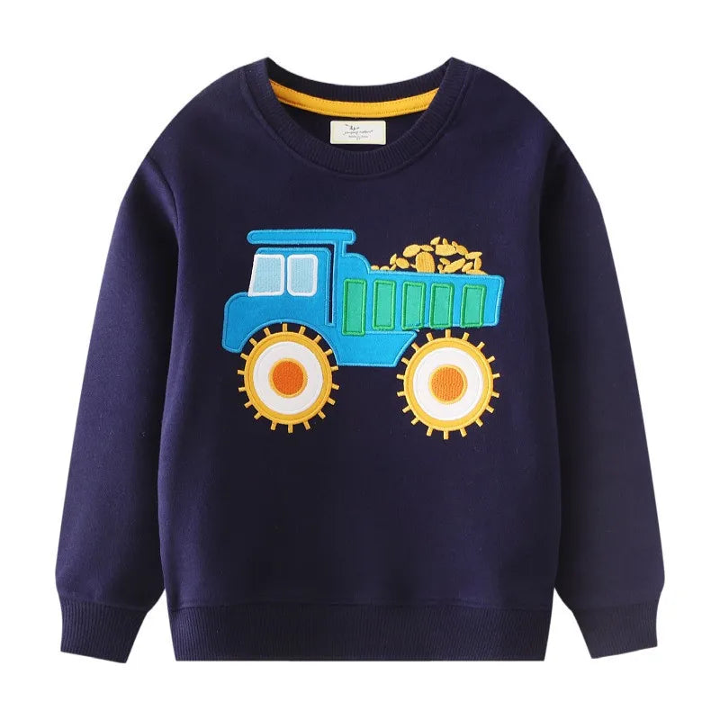 Boys embroidered truck sweatshirt – soft warm kids top with truck design