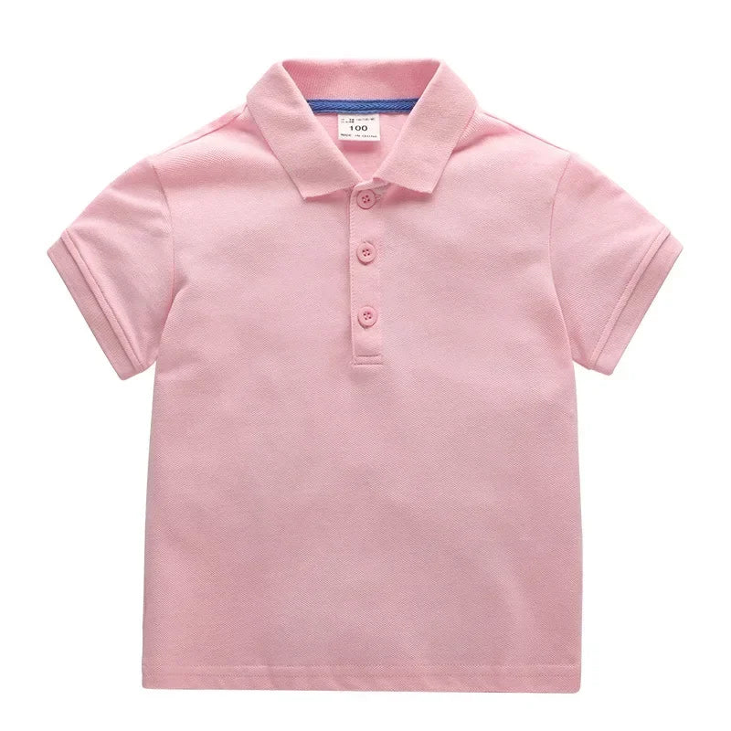 Boys pink polo t-shirt – classic cotton collared kids top