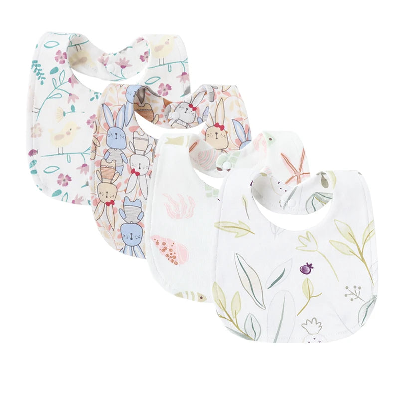 Set of four baby bibs – soft absorbent feeding bibs for infants