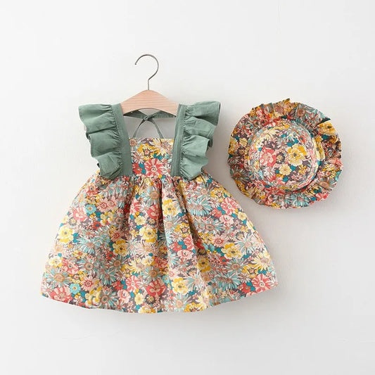 Comfortable and stylish baby girl summer dress set with hat