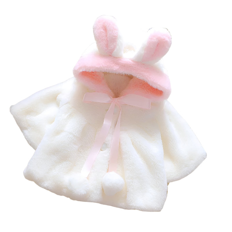 Baby girl's soft fleece hooded jacket with cute bunny ears.