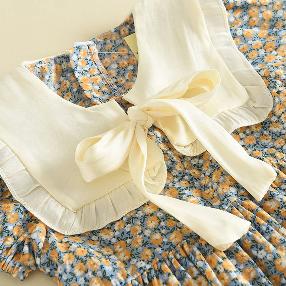 Summer dress with floral design and bow detail for baby girls in Australia