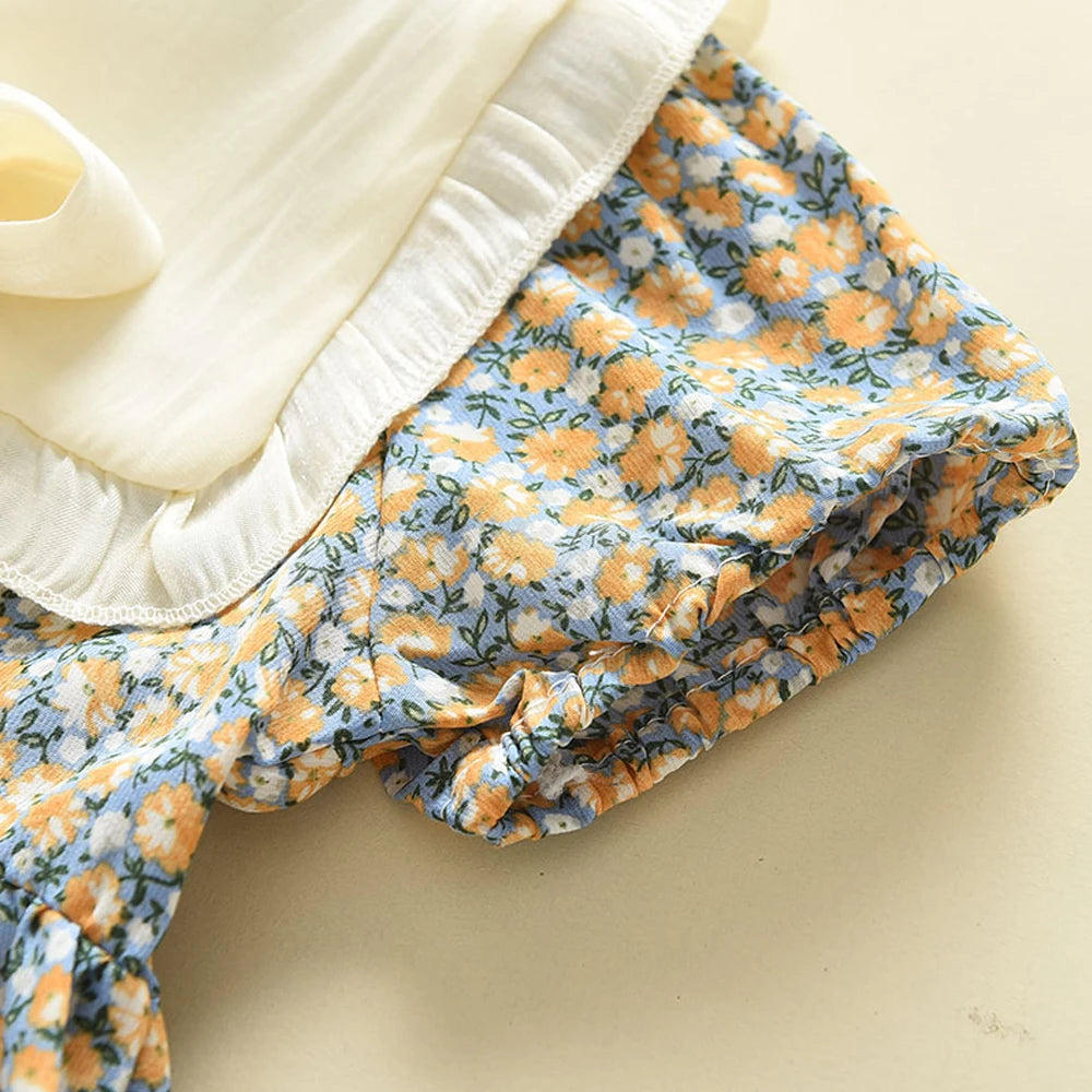Summer dress with floral design and bow detail for baby girls in Australia