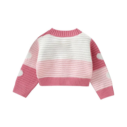 Baby girls knitted cardigan with pink and white love hearts