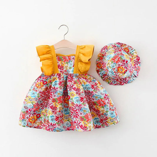 Charming baby dress and hat set for toddler girls in Australia