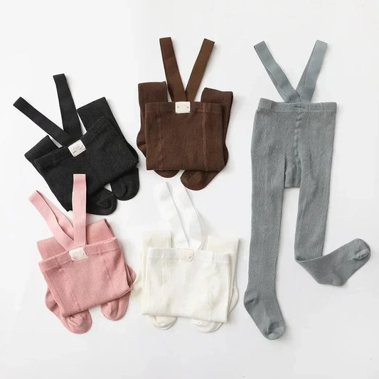 Baby and toddler cotton suspender tights multicolor