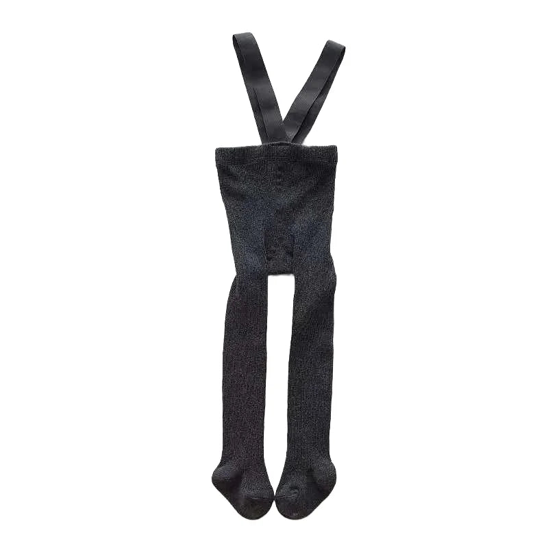 Baby and toddler cotton suspender tights in black colour