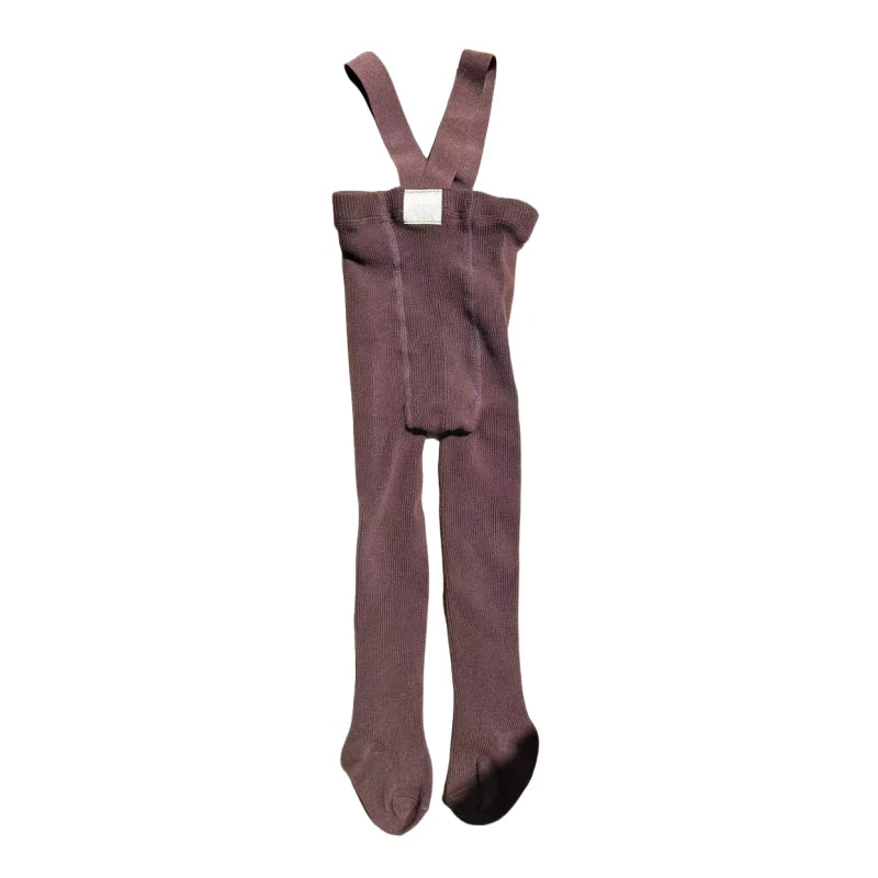 Baby and toddler cotton suspender tights in brown colour