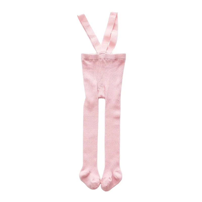 Baby and toddler cotton suspender tights in pink colour