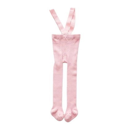 Baby and toddler cotton suspender tights in pink colour