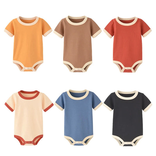Baby bodysuits with coloured border – soft onesies with contrast trim for infants
