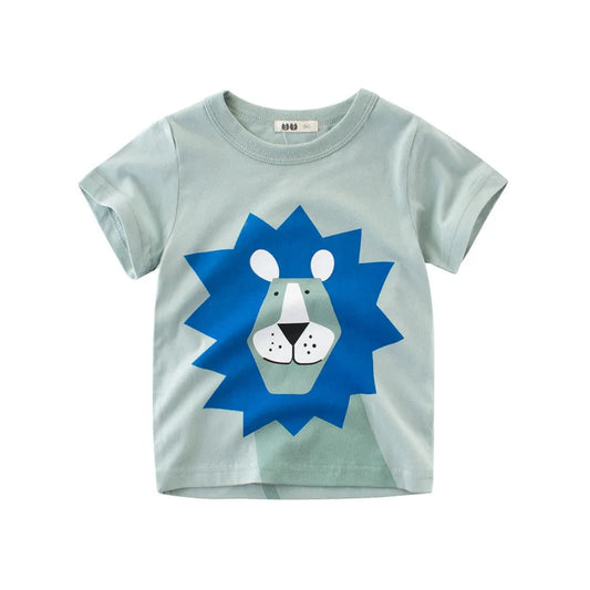 Blue lion t-shirt – soft cotton kids tee with vibrant lion graphic