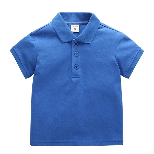 Boys blue polo t-shirt – classic cotton collared kids top