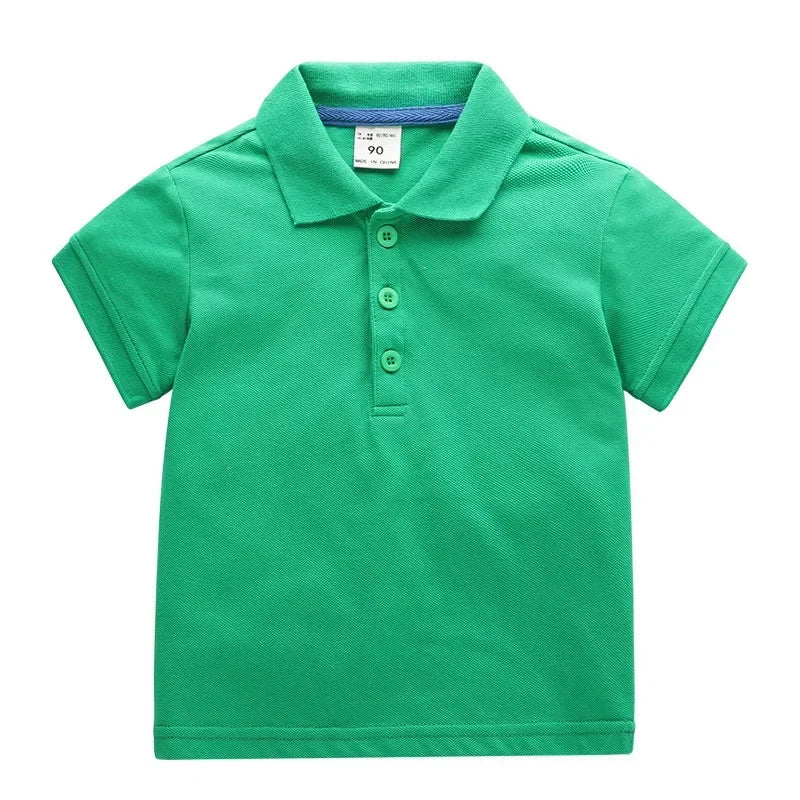 Boys green polo t-shirt – classic cotton collared kids top