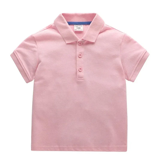 Boys pink polo t-shirt – classic cotton collared kids top
