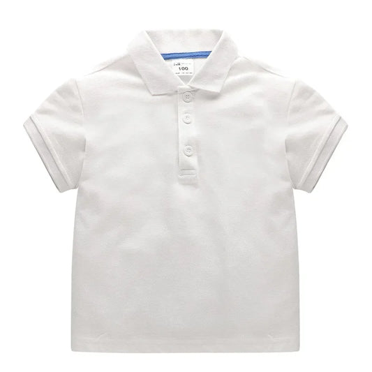 Boys white polo t-shirt – classic cotton collared kids top