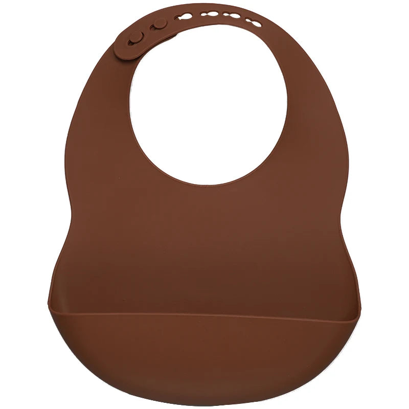 Clay Silicone waterproof baby bib – soft easy-clean feeding bib with pocket