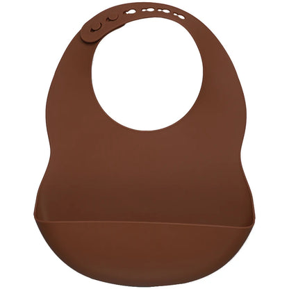 Clay Silicone waterproof baby bib – soft easy-clean feeding bib with pocket