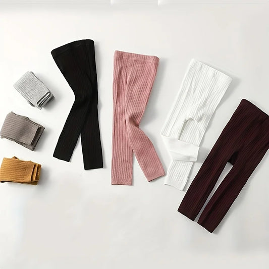 Girls Ribbed Cotton Leggings all