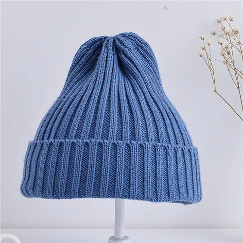 Kids ribbed knitted beanies – soft warm winter hats for children