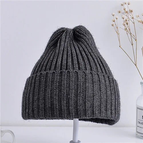 Kids ribbed knitted beanies – soft warm winter hats for children