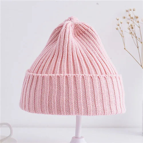 Kids ribbed knitted beanies – soft warm winter hats for children