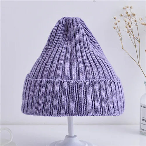 Kids ribbed knitted beanies – soft warm winter hats for children