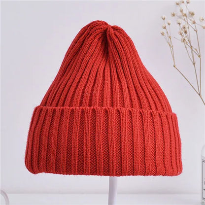 Kids ribbed knitted beanies – soft warm winter hats for children