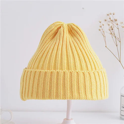 Kids ribbed knitted beanies – soft warm winter hats for children