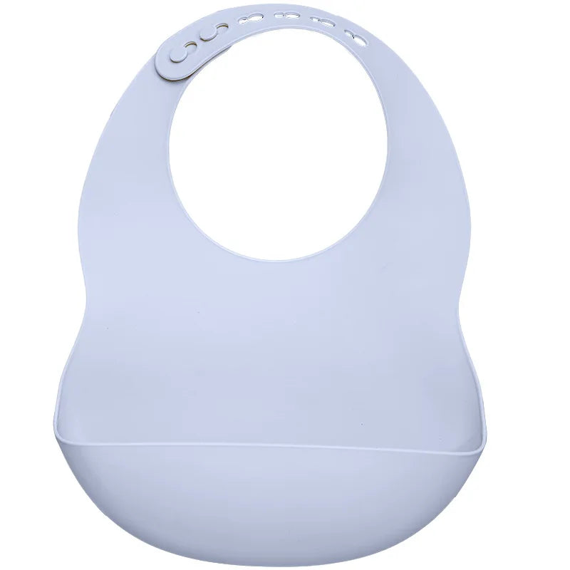 Lavender Purple  Silicone waterproof baby bib – soft easy-clean feeding bib with pocket