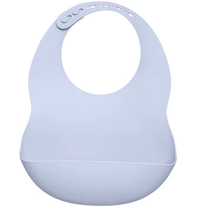 Lavender Purple  Silicone waterproof baby bib – soft easy-clean feeding bib with pocket