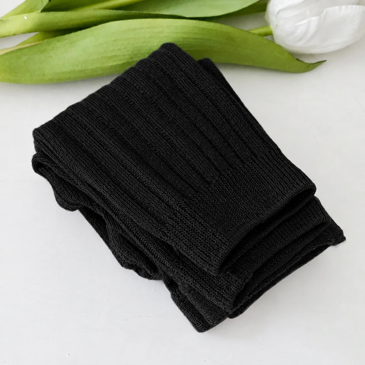 Girls Ribbed Leggings in black