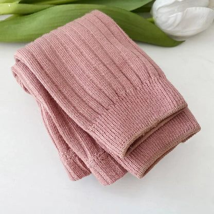 Girls Ribbed Leggings in pink