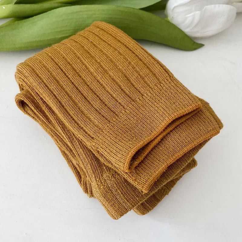 Girls Ribbed Leggings in yellow