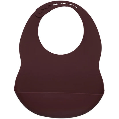 Merlot  Silicone waterproof baby bib – soft easy-clean feeding bib with pocket