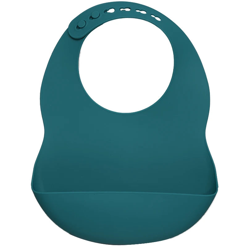 Ocean Blue Silicone waterproof baby bib – soft easy-clean feeding bib with pocket