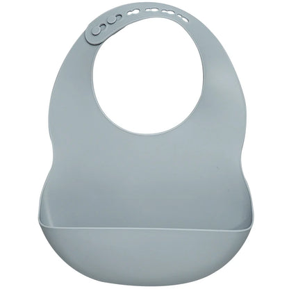 Pebble Silicone waterproof baby bib – soft easy-clean feeding bib with pocket