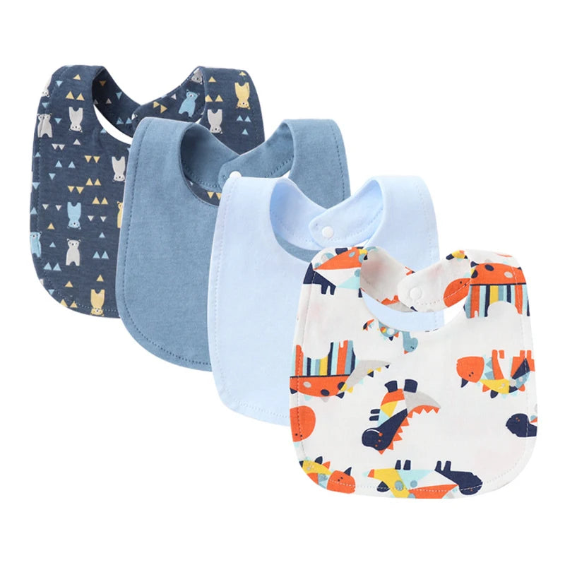 Set of four baby bibs – soft absorbent feeding bibs for infants