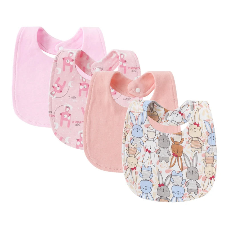 Set of four baby bibs – soft absorbent feeding bibs for infants
