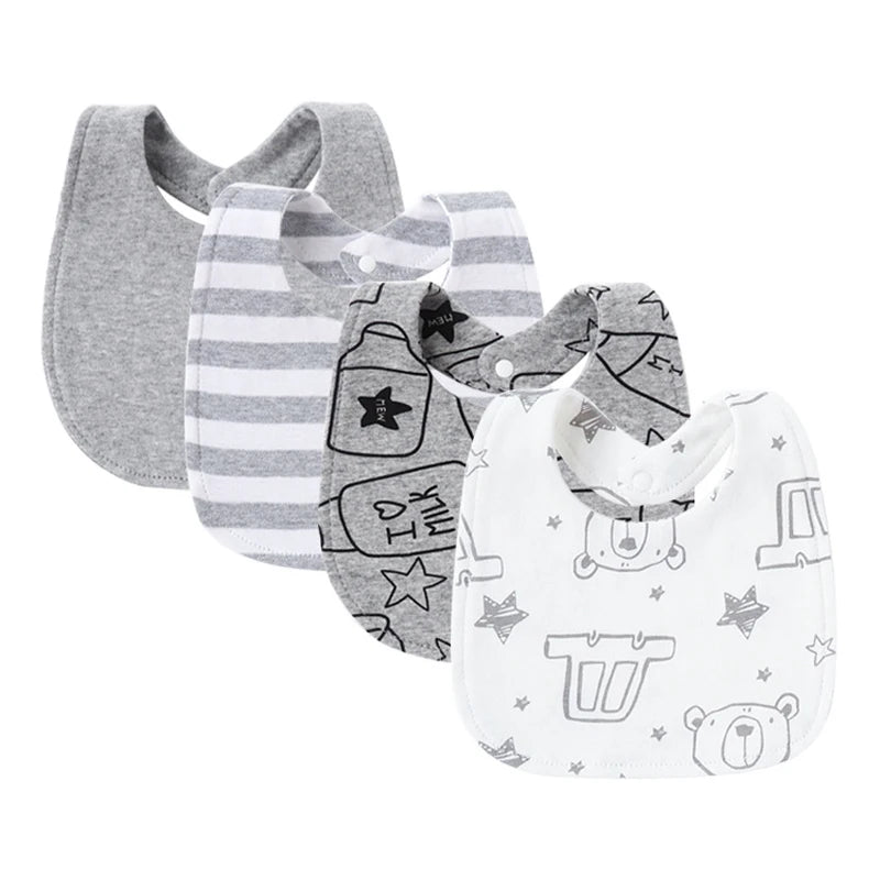 Set of four baby bibs – soft absorbent feeding bibs for infants