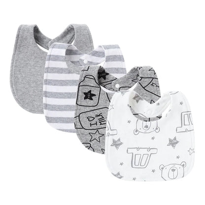 Set of four baby bibs – soft absorbent feeding bibs for infants