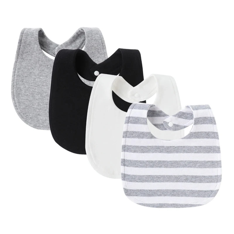Set of four baby bibs – soft absorbent feeding bibs for infants