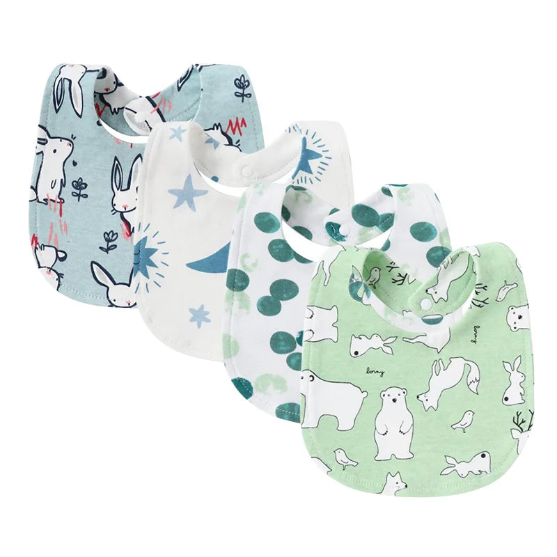 Set of four baby bibs – soft absorbent feeding bibs for infants