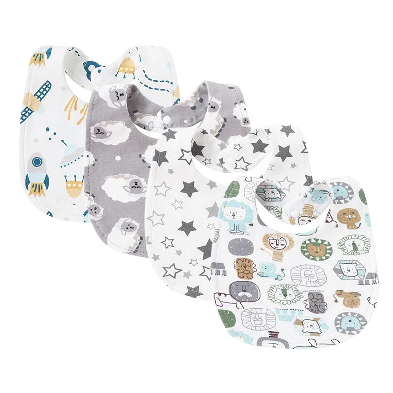 Set of four baby bibs – soft absorbent feeding bibs for infants