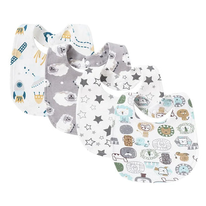 Set of four baby bibs – soft absorbent feeding bibs for infants